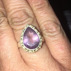 Sterling Silver Amethyst Teardrop Ring